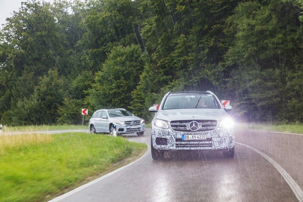 The GLC F-Cell being put through its paces in the rain